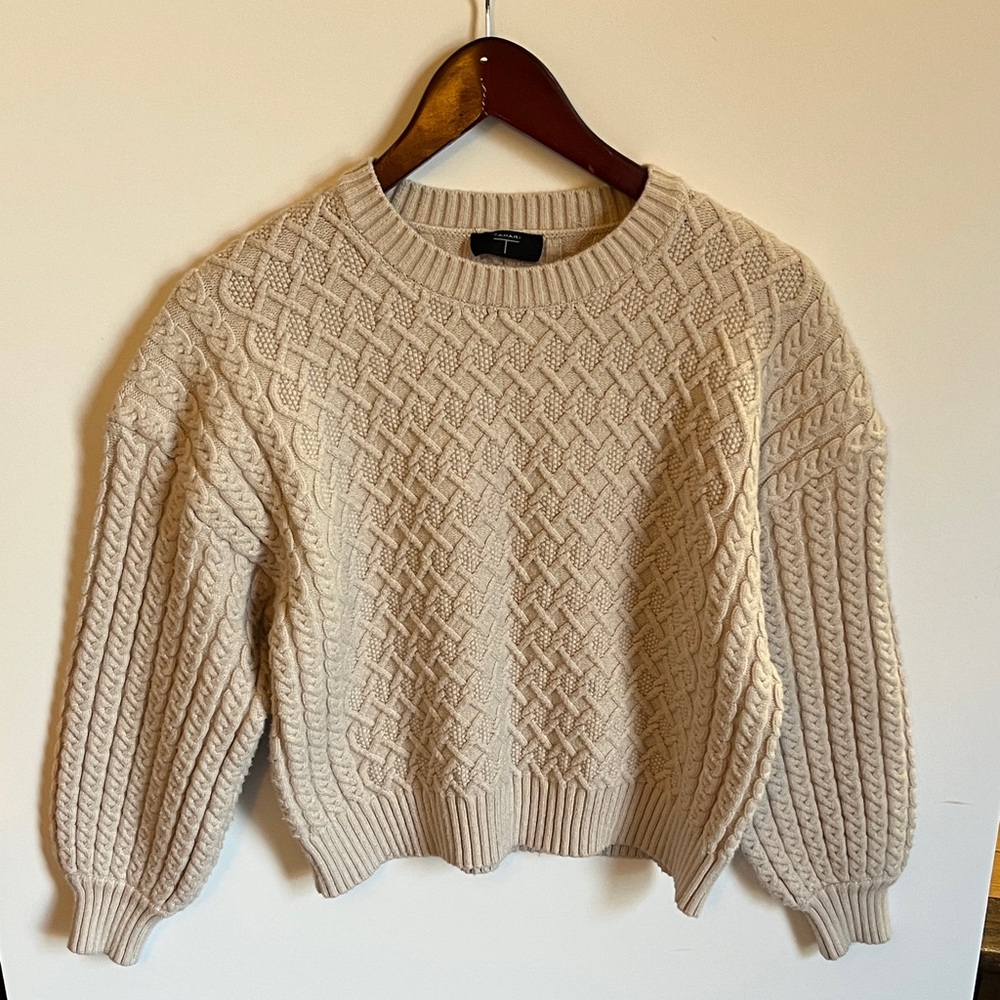 Tahari Textured Knit Cream Sweater